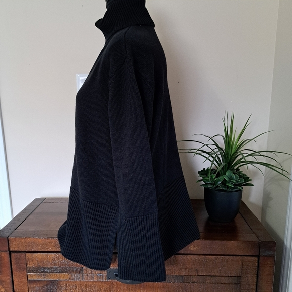 ❤️Gap Turtleneck Sweater Women's Small Black Split Hem Chunky Knit Ribbed … - Picture 5 of 15